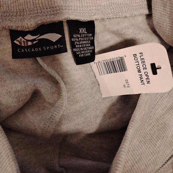 Cascade Sport Women's Grey Fleece Open Drawstring Wide Leg Sweatpants Size XXL - Picture 3 of 4